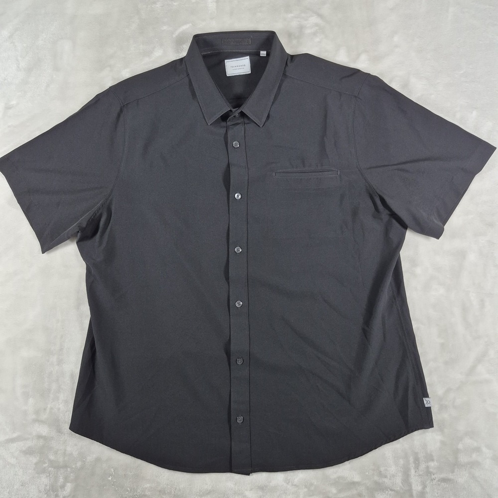 7 Diamonds 4 Way Stretch Button Up Shirt Men's XL Black Short Sleeve Performance